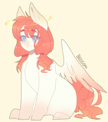 Size: 1685x1905 | Tagged: safe, artist:shinningblossom12, oc, oc only, species:pegasus, species:pony, g4, pegasus oc, signature, simple background, sitting, solo, wings
