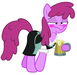 Size: 2209x2149 | Tagged: safe, artist:bastbrushie, character:berry punch, character:berryshine, species:earth pony, species:pony, g4, alcohol, beer, blushing, clothing, deutsch, dress, drunk, female, oktoberfest, simple background, smiling, solo, tail, transparent background, vector