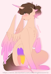 Size: 2819x4081 | Tagged: safe, artist:shinningblossom12, oc, oc only, species:alicorn, species:pony, g4, alicorn oc, horn, raised hoof, sitting, solo, wings
