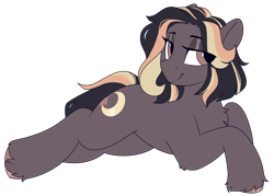 Size: 2100x1500 | Tagged: safe, artist:crimmharmony, oc, oc only, oc:g'rae, species:earth pony, species:pony, g4, colored, female, flat colors, mare, prone, simple background, solo, transparent background