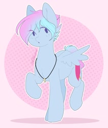 Size: 1733x2048 | Tagged: safe, artist:shinningblossom12, oc, oc only, oc:shinning blossom, species:pegasus, species:pony, g4, abstract background, female, jewelry, mare, necklace, pegasus oc, solo, wings