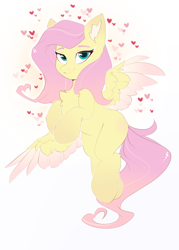 Size: 2500x3500 | Tagged: safe, artist:kebchach, character:fluttershy, species:pegasus, species:pony, g4, cute, female, looking at you, mare, shyabetes, simple background, solo, white background