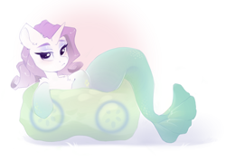 Size: 3500x2500 | Tagged: safe, artist:kebchach, character:rarity, species:pony, species:unicorn, g4, ear fluff, female, high res, looking at you, mermaid, mermaid tail, mermaidized, mermarity, simple background, solo, species swap
