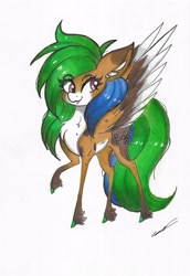 Size: 2229x3237 | Tagged: safe, artist:luxiwind, oc, oc:lixy wind, species:pegasus, species:pony, g4, female, mare, rule 63, rule63betes, simple background, solo, traditional art, white background