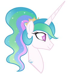 Size: 2048x2048 | Tagged: safe, artist:chelseawest, character:princess celestia, species:pony, g4, bust, female, high res, ponytail, portrait, simple background, solo, transparent background