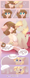 Size: 2500x6500 | Tagged: safe, artist:kebchach, oc, oc:celia montigre, species:earth pony, species:pegasus, species:pony, g4, blushing, comic, laughing, shocked expression
