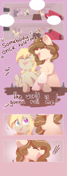 Size: 2500x6500 | Tagged: safe, artist:kebchach, oc, oc:celia montigre, species:earth pony, species:pegasus, species:pony, g4, bottle, comic, couch, karaoke, singing, somebody once told me