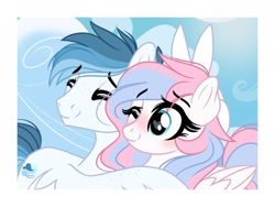 Size: 2048x1536 | Tagged: safe, artist:emberslament, oc, oc only, oc:coastal breeze, oc:demure breeze, species:pegasus, species:pony, g4, blushing, brother and sister, bunny ears, cute, duo, eyes closed, female, freckles, happy, heart eyes, male, mare, one eye closed, siblings, stallion, wing hands, wingding eyes, wings