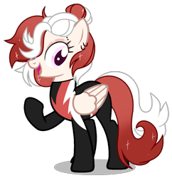 Size: 1337x1381 | Tagged: safe, artist:meimisuki, artist:rukemon, base used, oc, oc only, oc:light flight, species:pegasus, species:pony, episode:the washouts, g4, my little pony: friendship is magic, clothing, commission, ear piercing, earring, eyebrow piercing, eyeshadow, female, jewelry, makeup, mare, open mouth, piercing, raised hoof, simple background, solo, transparent background, uniform, washouts uniform