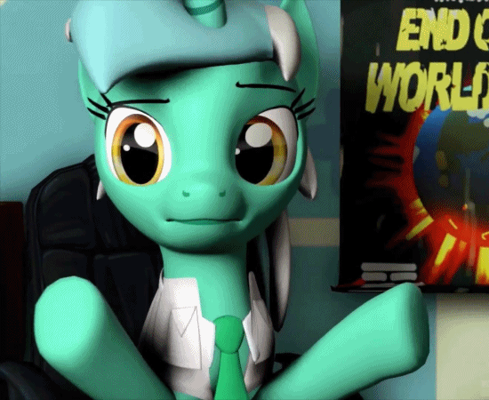 Size: 550x450 | Tagged: safe, artist:bastbrushie, character:lyra heartstrings, species:pony, species:unicorn, g4, 3d, animated, david goodenough, female, gif, looking at you, mare, necktie, shrug, solo, source filmmaker