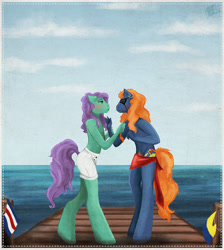 Size: 650x725 | Tagged: safe, artist:cosmicunicorn, species:anthro, g1, barnacle, gay, male, salty (g1), shipping