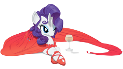 Size: 2000x1125 | Tagged: safe, artist:sunibee, artist:yanoda, edit, character:rarity, species:pony, species:unicorn, alcohol, clothing, dress, female, recolor, red dress, simple background, solo, transparent background, vector, wine, wink