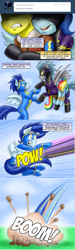 Size: 499x1655 | Tagged: safe, artist:pluckyninja, character:nightshade, character:rainbow dash, character:soarin', character:spitfire, oc, oc:charger, oc:starry skies, ask spitfire, clothing, costume, dialogue, shadowbolts, shadowbolts costume, stupid sexy spitfire, tumblr:sexy spitfire, wonderbolts
