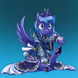 Size: 650x650 | Tagged: safe, artist:saturnspace, character:princess luna, clothing, cute, dress, female, sitting, solo, weapons-grade cute
