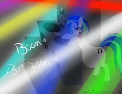 Size: 1280x990 | Tagged: safe, artist:m-p-l, character:dj pon-3, character:vinyl scratch, kicking, pregnant, turntable