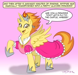 Size: 911x887 | Tagged: safe, artist:pluckyninja, character:spitfire, species:alicorn, species:pony, episode:magical mystery cure, g4, my little pony: friendship is magic, alicornified, april fools, female, i'm a princess are you a princess too?, let's fly to the castle, pony princess, pretty princess, princess, race swap, solo, spitfirecorn, stupid sexy spitfire, the horror, tumblr:sexy spitfire