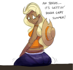 Size: 487x467 | Tagged: safe, artist:ross irving, character:applejack, ass, humanized