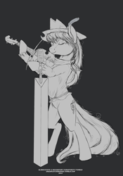 Size: 1746x2500 | Tagged: safe, artist:blindcoyote, character:fiddlesticks, apple family member, female, microphone, solo, violin