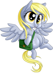 Size: 900x1254 | Tagged: safe, artist:kittehkatbar, character:derpy hooves, species:pegasus, species:pony, chibi, female, mailbag, mare, simple background, solo, transparent background