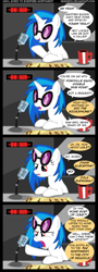 Size: 900x2513 | Tagged: dead source, safe, artist:veggie55, character:dj pon-3, character:vinyl scratch, oc, species:pony, species:unicorn, comic, female, mare, mic the microphone