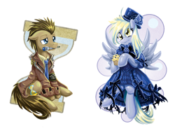 Size: 1370x1040 | Tagged: safe, artist:saturnspace, character:derpy hooves, character:doctor whooves, character:time turner, species:pegasus, species:pony, clothing, dress, female, gala dress, mare, muffin