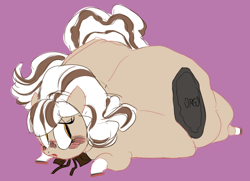 Size: 636x461 | Tagged: safe, artist:ross irving, oc, blushing, bow, chubby, fat, impossibly large butt, oreo