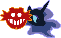 Size: 1300x818 | Tagged: safe, artist:fuzon-s, character:nightmare moon, character:princess luna, crossover, doctor eggman, logo, simple background, sonic the hedgehog (series), style emulation, transparent background