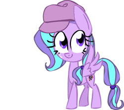 Size: 949x841 | Tagged: safe, artist:mushroomcookiebear, character:flitterheart, oc, oc only, species:pegasus, species:pony, clothing, hat, solo