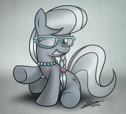Size: 1200x1080 | Tagged: safe, artist:dori-to, character:silver spoon, species:pony, female, glasses, pointing, solo, wink