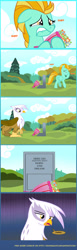 Size: 1024x3344 | Tagged: safe, artist:edowaado, character:gilda, character:lightning dust, species:griffon, species:pegasus, species:pony, comic, epitaph, female, gravestone, here lies squidward's hopes and dreams, mare, one krabs trash, spongebob squarepants, what a baby