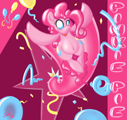 Size: 4339x4092 | Tagged: safe, artist:saliantsunbreeze, character:pinkie pie, absurd resolution, balloon, female, party, party cannon, solo