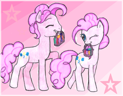 Size: 1684x1304 | Tagged: safe, artist:jaquelindreamz, character:pinkie pie, bag, bubble berry, bubblepie, female, male, ponidox, rule 63, self ponidox, selfcest, shipping, straight, wink