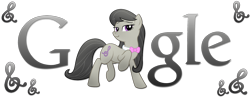 Size: 1800x700 | Tagged: safe, artist:kooner-cz, artist:thepatrollpl, character:octavia melody, species:earth pony, species:pony, bow tie, clef, cutie mark, female, google, hooves, logo, mare, simple background, solo, theme, transparent background, vector