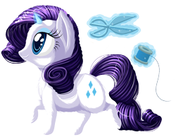 Size: 900x700 | Tagged: safe, artist:kittehkatbar, character:rarity, female, fluffy, magic, scissors, simple background, solo, spool, transparent background