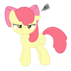 Size: 1088x1088 | Tagged: safe, artist:jdan-s, character:apple bloom, species:earth pony, species:pony, alternate cutie mark, apple bloom is not amused, female, filly, grumpy, solo, unamused