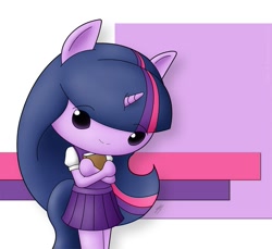 Size: 875x800 | Tagged: safe, artist:jdan-s, character:twilight sparkle, species:anthro, ambiguous facial structure, chibi, clothing, female, skirt, solo