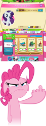Size: 960x2632 | Tagged: safe, artist:zutheskunk edits, gameloft, character:pinkie pie, character:rarity, crack is cheaper, greed, greedloft, hoof fingers, littlest pet shop, middle finger, pepper clark, skunk, vulgar, why gameloft why
