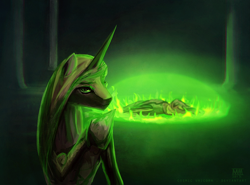 Size: 1100x814 | Tagged: safe, artist:cosmicunicorn, character:princess cadance, character:queen chrysalis, species:changeling, changeling queen, female