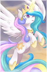 Size: 3300x5100 | Tagged: safe, artist:lustrous-dreams, character:princess celestia, female, flying, magic, solo