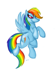 Size: 2893x4092 | Tagged: safe, artist:saliantsunbreeze, character:rainbow dash, species:pegasus, species:pony, g4, female, flying, mare, simple background, solo, white background