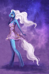 Size: 600x900 | Tagged: safe, artist:cosmicunicorn, character:night glider (g1), species:anthro, species:unguligrade anthro, g1, clothing, dress, female, night glider (g1), solo