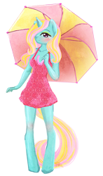 Size: 600x1017 | Tagged: safe, artist:cosmicunicorn, character:dewdrop dazzle, species:anthro, solo, umbrella
