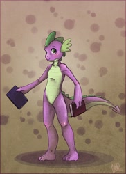 Size: 700x960 | Tagged: safe, artist:cosmicunicorn, character:spike, species:anthro, species:dragon, book, male, solo