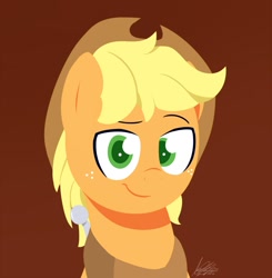 Size: 799x816 | Tagged: safe, artist:nolycs, character:applejack, species:earth pony, species:pony, applejack (male), brown background, clothing, cowboy hat, hat, lineless, looking at you, male, rule 63, simple background, solo, stallion, yoke