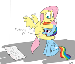 Size: 2014x1710 | Tagged: safe, artist:rapidstrike, character:fluttershy, character:rainbow dash, boo, ghost, paper, pls, pony hat, scared, scrunchy face, shaking