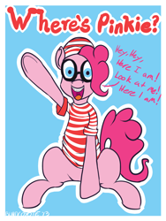 Size: 1200x1600 | Tagged: safe, artist:blindcoyote, character:pinkie pie, female, parody, solo, where's waldo