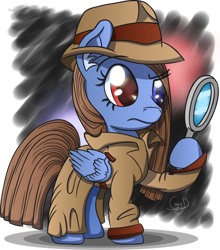 Size: 838x953 | Tagged: safe, artist:gray--day, oc, oc only, species:pegasus, species:pony, clothing, hat, heterochromia, solo