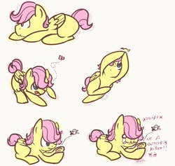 Size: 894x849 | Tagged: safe, artist:nolycs, character:fluttershy, species:pony, adorascotch, butterfly, butterscotch, colt, comic, crying, cute, foal, male, murder, reality ensues, rule 63, rule63betes, shyabetes, solo