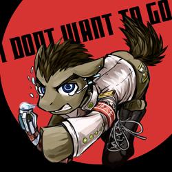 Size: 800x800 | Tagged: safe, artist:saturnspace, character:doctor whooves, character:time turner, clothing, crying, danganronpa, doctor who, i don't want to go, kiyotaka ishimaru, male, parody, solo, sonic screwdriver