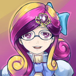 Size: 700x700 | Tagged: safe, artist:saturnspace, character:princess cadance, female, glasses, humanized, solo